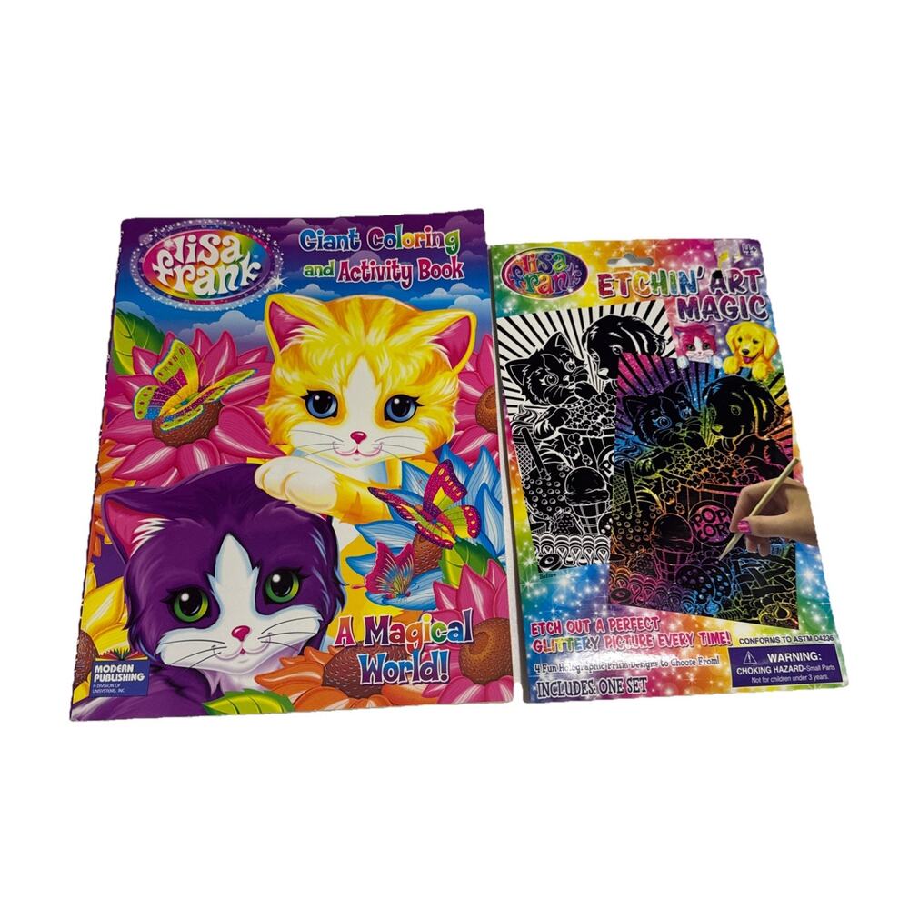 Lisa Frank Giant Coloring And Activity Book, And Etching’ Art Kit 2014-2018